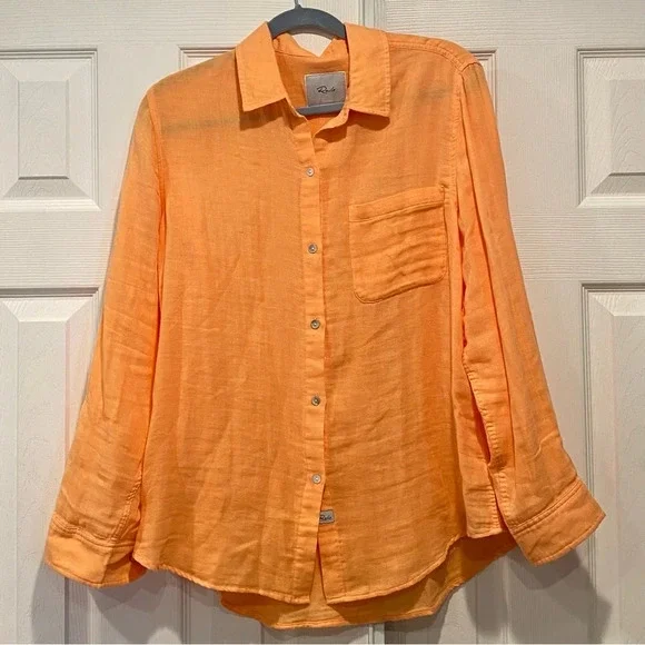 Rails Ellis Button Down Shirt In Papaya - Picture 2 of 6